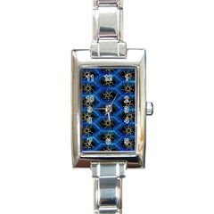 Blue Bee Hive Pattern Rectangle Italian Charm Watch