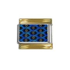 Blue Bee Hive Pattern Gold Trim Italian Charm (9mm)