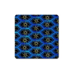 Blue Bee Hive Pattern Square Magnet