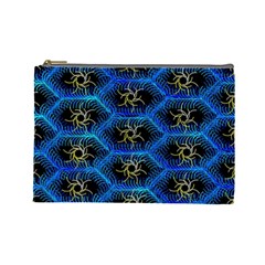 Blue Bee Hive Pattern Cosmetic Bag (large) by Hannah976