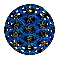 Blue Bee Hive Pattern Ornament (round Filigree) by Hannah976