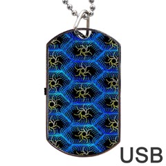 Blue Bee Hive Pattern Dog Tag Usb Flash (two Sides) by Hannah976