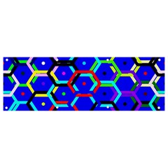 Blue Bee Hive Pattern Banner And Sign 9  X 3  by Hannah976