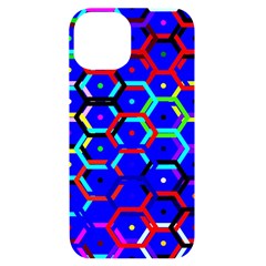 Blue Bee Hive Pattern Iphone 14 Black Uv Print Case