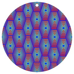 Red Blue Bee Hive Pattern Uv Print Acrylic Ornament Round by Hannah976