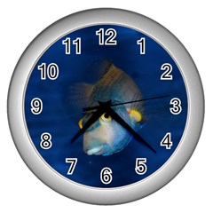 Fish Blue Animal Water Nature Wall Clock (silver)