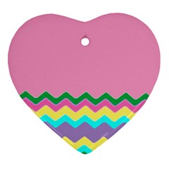 Easter Chevron Pattern Stripes Ornament (heart)