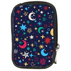 Colorful Background Moons Stars Compact Camera Leather Case by Ndabl3x