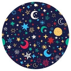 Colorful Background Moons Stars Uv Print Acrylic Ornament Round by Ndabl3x