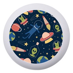 Seamless Pattern With Funny Alien Cat Galaxy Dento Box With Mirror