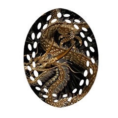 Fantasy Dragon Pentagram Oval Filigree Ornament (two Sides) by Maspions