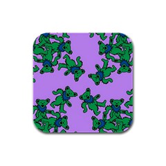 Grateful Dead Bears Rubber Square Coaster (4 Pack) by Cendanart