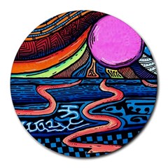 Grateful Dead Wallpaper Round Mousepad by Cendanart