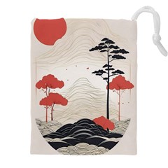 Japanese Nature Spring Garden Drawstring Pouch (4xl) by Ndabl3x