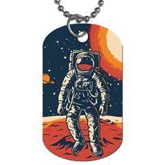 Vintage Retro Space Posters Astronaut Dog Tag (two Sides)