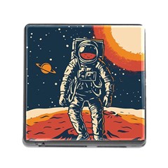 Vintage Retro Space Posters Astronaut Memory Card Reader (square 5 Slot)