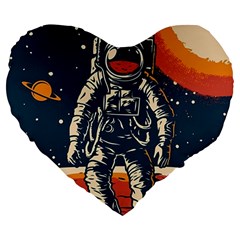 Vintage Retro Space Posters Astronaut Large 19  Premium Heart Shape Cushions