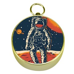 Vintage Retro Space Posters Astronaut Gold Compasses