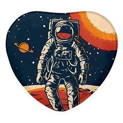 Vintage Retro Space Posters Astronaut Heart Glass Fridge Magnet (4 Pack) by Sarkoni