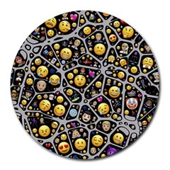 Mental Emojis Emoticons Icons Round Mousepad by Paksenen