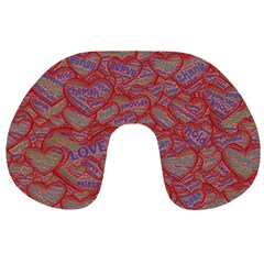 Love Hearts Valentines Connection Travel Neck Pillow by Paksenen