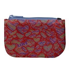 Love Hearts Valentines Connection Large Coin Purse by Paksenen