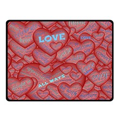 Love Hearts Valentine Red Symbol Two Sides Fleece Blanket (small) by Paksenen