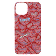 Love Hearts Valentine Red Symbol Iphone 14 Black Uv Print Case by Paksenen