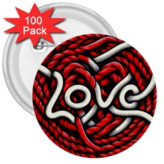 Love Rope Cartoon 3  Buttons (100 Pack)  by Bedest