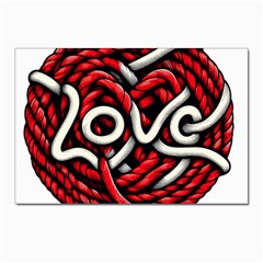 Love Rope Cartoon Postcard 4 x 6  (pkg Of 10) by Bedest