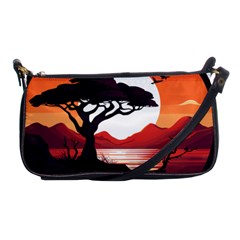 Tree Lake Bird Shoulder Clutch Bag by Bedest