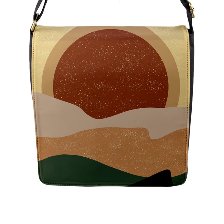 Sunrise Sunset Desert Wall Art Flap Closure Messenger Bag (L)