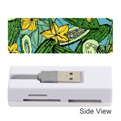 Seamless Pattern With Cucumber Slice Flower Colorful Hand Drawn Background With Vegetables Wallpaper Memory Card Reader (stick)