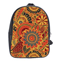 Bright Seamless Pattern With Paisley Mehndi Elements Hand Drawn Wallpaper With Floral Traditional In School Bag (large) by Ket1n9
