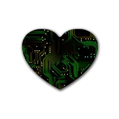 Circuits Circuit Board Green Technology Rubber Coaster (heart) by Ndabl3x