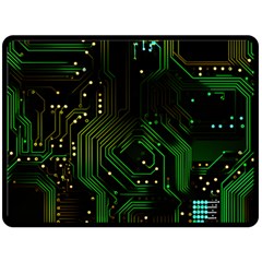 Circuits Circuit Board Green Technology Fleece Blanket (large) by Ndabl3x