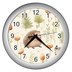 Hedgehog Mushroom Wall Clock (silver) by Ndabl3x