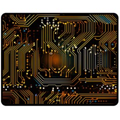 Circuits Circuit Board Orange Technology Fleece Blanket (medium) by Ndabl3x