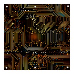 Circuits Circuit Board Orange Technology Banner And Sign 3  X 3  by Ndabl3x