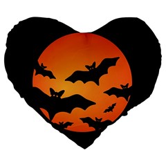 Halloween Bats Moon Full Moon Large 19  Premium Heart Shape Cushions