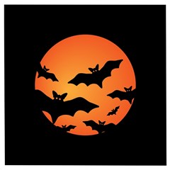 Halloween Bats Moon Full Moon Wooden Puzzle Square by Cendanart