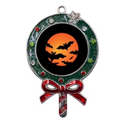 Halloween Bats Moon Full Moon Metal X mas Lollipop With Crystal Ornament by Cendanart