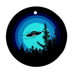 Ufo Alien Night Sky Night Ornament (round) by Cendanart
