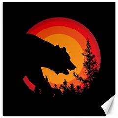 Forest Bear Silhouette Sunset Canvas 16  X 16 