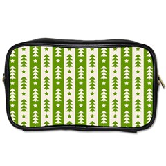 Christmas Green Tree Background Toiletries Bag (one Side) by Cendanart