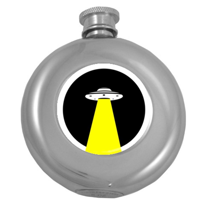 Ufo Flying Saucer Extraterrestrial Round Hip Flask (5 oz)