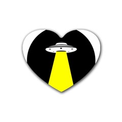 Ufo Flying Saucer Extraterrestrial Rubber Heart Coaster (4 Pack)