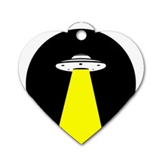 Ufo Flying Saucer Extraterrestrial Dog Tag Heart (one Side)