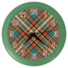 Tartan Scotland Seamless Plaid Pattern Vector Retro Background Fabric Vintage Check Color Square Geo Color Wall Clock