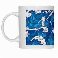 Storm Waves Seamless Pattern Raging Ocean Water Sea Wave Vintage Japanese Storms Print Illustration White Mug by Ket1n9